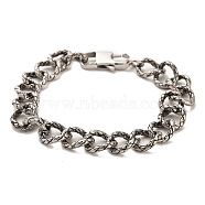 304 Stainless Steel Snake Pattern Curb Chain Bracelets, Antique Silver, 8-3/4 inch(22.2cm)(BJEW-E094-07AS)