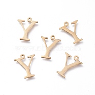 304 Stainless Steel Charms, Greek Alphabet, Golden, Letter.U, 14x11x1mm, Hole: 1.2mm(STAS-L263-19G)