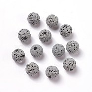 Unwaxed Natural Lava Rock Beads, for Perfume Essential Oil Beads, Aromatherapy Beads, Dyed, Round, Light Grey, 8.5mm, Hole: 1.5~2mm(G-F325-8mm-A12)