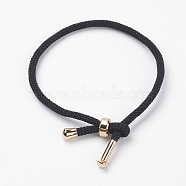 Cotton Twisted Cord Bracelet Making, with Stainless Steel Findings, Golden, Black, 9 inch~9-7/8 inch(23~25cm), 3mm(X-MAK-L012-03)