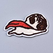 Flying Dog Appliques, Computerized Embroidery Cloth Iron on/Sew on Patches, Costume Accessories, Linen, 36x66.5x2mm(X-DIY-S041-142)