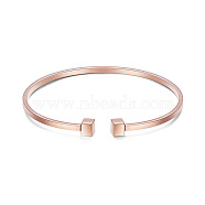 SHEGRACE Simple Design Real Rose Gold Plated Cuff Bangle, with Cubes, 175x5mm(JB248A)