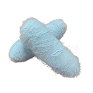 Wool & Velvet Blended Yarns, Faux Mink Fur Yarns, Fluffy Soft Eyelash Yarn for Weaving, Knitting & Crocheting Purse Hat Clothes, Sky Blue, 2mm(PW-WG85096-11)