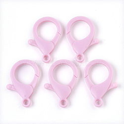 Plastic Lobster Claw Clasps, Pink, 35x24.5x6mm, Hole: 3mm(X-KY-ZX002-04)