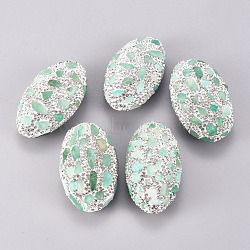 Polymer Clay Rhinestone Beads, with Natural Green Aventurine & Emerald Chip, Oval, Crystal, 46x27~28x14mm, Hole: 1.5mm(G-D0016-04B-01)