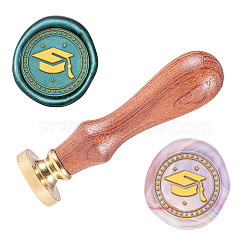 Wax Seal Stamp Set, Sealing Wax Stamp Solid Brass Head,  Wood Handle Retro Brass Stamp Kit Removable, for Envelopes Invitations, Gift Card, Hat Pattern, 83x22mm(AJEW-WH0208-602)