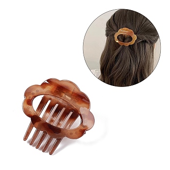 Flower Plastic Claw Hair Clips, with Iron Spring, Hair Accessories for Women Girls, Saddle Brown, 62x63x34mm