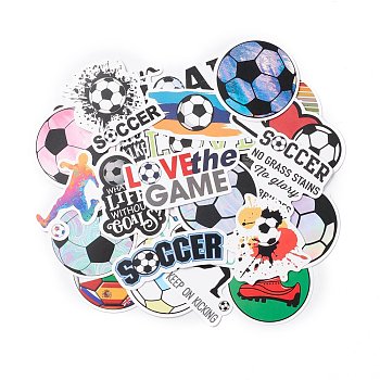 Waterproof Self Adhesive Paper Stickers, for Suitcase, Skateboard, Refrigerator, Helmet, Mobile Phone Shell, Football Pattern, 21~75x24~77x0.2mm, about 100pcs/bag