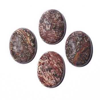 Natural Leopard Skin Cabochons, Oval, Goldenrod, 40x30x7mm