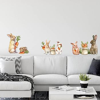 PVC Wall Stickers, Wall Decoration, Rabbit, 1180x390mm, 2pcs/set