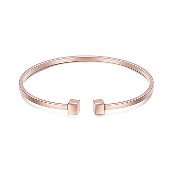 SHEGRACE Simple Design Real Rose Gold Plated Cuff Bangle, with Cubes, 175x5mm