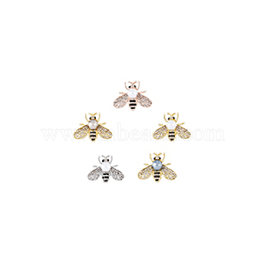 5Pcs 5 Colors White Imitation Pearl with Rhinestone Bee Brooch Pin(JEWB-DC0001-10)-6