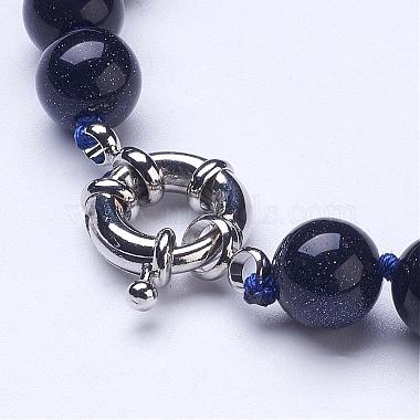 Synthetic Blue Goldstone  Beaded Necklaces(NJEW-G920-07)-3