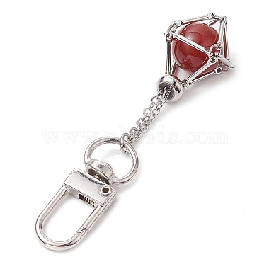 304 Stainless Steel Chain Pouch Natural Gemstone Pendant Decorations(HJEW-JM01889-01)-5