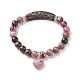 Natural Rhodonite Beads Charm Bracelets(BJEW-K164-B07)-1