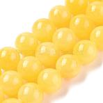 Natural Mashan Jade Beads Strands, Dyed, Round, Gold, 10mm, Hole: 1mm, about 40pcs/strand, 16 inch(G-H1626-10MM-06)