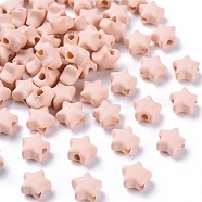 Spray Painted Acrylic Beads, Star, Pink, 8.5x9.5x5mm, Hole: 2mm, about 2050pcs/500g(MACR-S373-45-O06)