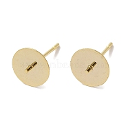 Brass Studs Earrings Finding, Lead Free & Cadmium Free, Round, Real 24K Gold Plated, 14x8mm, Pin: 12x1mm & 1mm(KK-K383-02E-G)