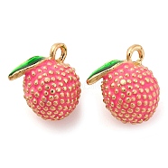 Alloy Enamel Pendants, Fruits Charms, Litchi, 13x11x8.5mm, Hole: 1.6mm(PALLOY-S032-01A-09)