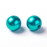 Imitation Pearl Acrylic Beads, Dyed, Round, Dark Turquoise, 16x15.5mm, Hole: 2mm, about 250pcs/pound(PL614-23)