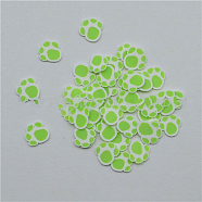 Handmade Polymer Clay Cabochons, Dog Paw, Light Green, 5~6.5x5~6.5x6mm(CLAY-WH0005-01C)