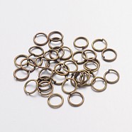 Iron Open Jump Rings, Nickel Free, Antique Bronze Color, 21 Gauge, 6x0.7mm, Inner Diameter: 4.6mm, about 191pcs/10g(X-JRAB6mm-NF)