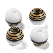 Resin European Beads, Large Hole Beads, Round, White, 16x14mm, Hole: 6mm(RESI-U009-05C)