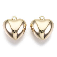 Brass Pendants, Nickel Free, Heart, Real 18K Gold Plated, 20~22x18x10mm, Hole: 2mm(X-KK-N232-90A-01-NF)