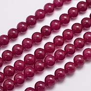 Natural & Dyed Malaysia Jade Bead Strands, Round, Medium Violet Red, 12mm, Hole: 1.0mm, about 31pcs/strand, 15 inch(G-A146-12mm-A15)