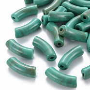 Acrylic Beads, Imitation Gemstone, Curved Tube, Light Sea Green, 36x13.5x11.5mm, Hole: 4mm, about 148pcs/500g(MACR-S372-001A-03)