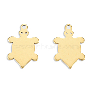 Ion Plating(IP) 201 Stainless Steel Charms, Turtle, Real 18K Gold Plated, 15x10x1mm, Hole: 1.2mm(STAS-N098-125LG)