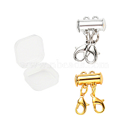 2 Set 2 Style Alloy Magnetic Slide Lock Clasps, with Lobster Claw Clasps, 3-Strand, 6-Hole, Tube, Mixed Color, 25x15mm, Hole: 1.5mm, 1set/style(FIND-YW0001-25)