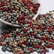 Opaque Baking Paint Glass Seed Beads, Peanut, Dark Red, 6x3x3mm, Hole: 1.2mm, about 4000pcs/pound(SEED-K009-01A-30)