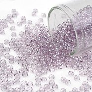 TOHO Round Seed Beads, Japanese Seed Beads, (632) Light Lavender Transparent Luster, 8/0, 3mm, Hole: 1mm, about 1110pcs/50g(SEED-XTR08-0632)