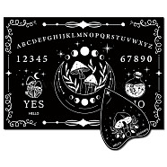 Pendulum Dowsing Divination Board Set, Wooden Spirit Board Black Talking Board Game for Spirit Hunt Birthday Party Supplies with Planchette, Mushroom, 300x210x5mm, 2pcs/set(DJEW-WH0324-048)