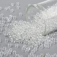 TOHO Round Seed Beads, Japanese Seed Beads, (101) Crystal Transparent Luster, 8/0, 3mm, Hole: 1mm, about 10000pcs/pound(SEED-TR08-0101)