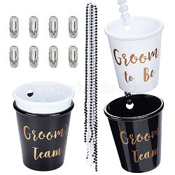 CRASPIRE 8Sets 2 Colors DIY Word Shot Glass Necklace Making Kits, Including Plastic Beaded Chain & Cup Pendants, Metal Button, Mixed Color, 3pcs/set, 4sets/color(DIY-CP0008-06)