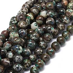 Natural Chrysocolla Beads Strands, Round, 8~9mm, Hole: 1mm, about 46~49pcs/strand, 15.55 inches(39.5cm)(G-O201A-18A)