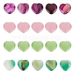 20pcs 4 style Natural Gemstone & Cat Eye Home Display Decorations, Heart, Mixed Color, 19.5~20x19.5~20x6mm, 5pcs/style(DJEW-OC0001-36)