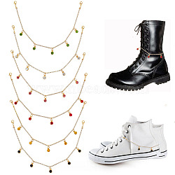 12Pcs 6 Colors Alloy Glass Rhinestone Shoe Chains, with Brass Rhinestone Strass Chains and Zinc Alloy Lobster Claw Clasps, for Shoe Decoration, Mixed Color, 295mm, 2pcs/colors(HJEW-DR00105)