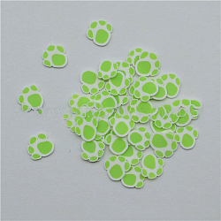 Handmade Polymer Clay Cabochons, Dog Paw, Light Green, 5~6.5x5~6.5x6mm(CLAY-WH0005-01C)