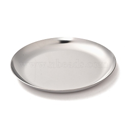 Flat Round 430 Stainless Steel Jewelry Display Plate, Cosmetics Organizer Storage Tray, Stainless Steel Color, 101x10mm(STAS-P289-01P)