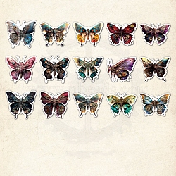 30Pcs 6 Styles Gear Vintage Paper Self-Adhesive Stickers, for DIY Album Scrapbook, Background Paper, Diary Decoration, Butterfly, 88x128x6mm, 5pcs/style(PW-WG41470-03)