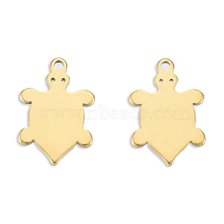 Ion Plating(IP) 201 Stainless Steel Charms, Turtle, Real 18K Gold Plated, 15x10x1mm, Hole: 1.2mm(STAS-N098-125LG)