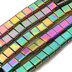 Electroplated Non-magnetic Synthetic Hematite Beads Strands, Rectangle, 2-Hole, Colorful, 6x4x3mm, Hole: 1.2mm, about 95pcs/strand, 15.35 inch(39cm)(G-C106-B02-10B)