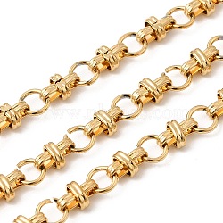304 Stainless Steel Cross Link Chains, Unwelded, with Spool, PVD Vacuum Plating, Real 20K Gold Plated, 8x5.5x4mm(CHS-K024-12G)