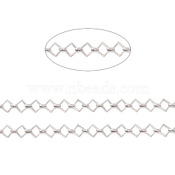 Non-Tarnish 304 Stainless Steel Rhombus & Oval Link Chains, Unwelded, Stainless Steel Color, Rhombus: 13.5x13.5x1.5mm, Link: 7x5x2mm(CHS-F017-04P)