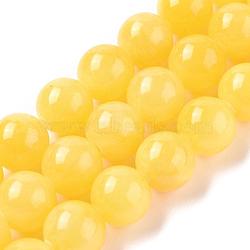 Natural Mashan Jade Beads Strands, Dyed, Round, Gold, 10mm, Hole: 1mm, about 40pcs/strand, 16 inch(G-H1626-10MM-06)