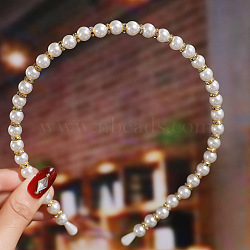 Pearl Hair Bands, Bridal Hair Bands Party Wedding Hair Accessories for Women Girls, Golden, 150mm(OHAR-PW0001-177I)