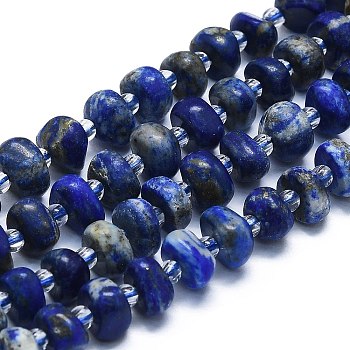 Natural Lapis Lazuli Beads Strands, Chips, 7~8x7~8x3~5mm, Hole: 1mm, about 60pcs/strand, 15.35''(39cm)